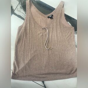 PAIGE Tan Tie Front Tank Top size L gold